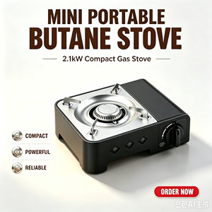 Cuisinière à gaz portable mini cassette avec dispositif de sécurité à valve magnétique pour camping, camping-car, hôtel, cuisinière à gaz butane pliable - Product Image 1