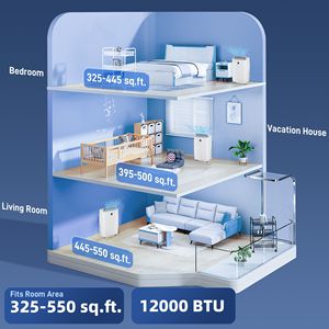 12000 BTU Portable Air Conditioner with Cool Dehumidifier Fan 24H <b>Timer</b> UK & EU <b>Plug</b> for Rooms & Cars Window Kit Included - Product Image 5