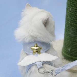 Coleira e Arnês Estilo Colete para Gatos e Gatinhos com Aplique de Asas de Anjo e Estrelas, Anti-Fuga, para Uso Externo, Suprimentos para Animais de Estimação - Product Image 2