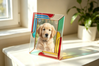 Cadre photo élégant en acrylique givré, support d'affichage personnalisé pour photos mat, décoration intérieure pour photos de famille ou d'animaux, cadeau