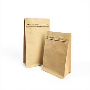 Custom Printed Security Kraft Paper Coffee Packaging Bags with PE <b>Laminated</b> Flat Bottom Zipper <b>Pouch</b> and Valve for Food Storage - Product Image 4