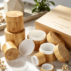 Pots d'échantillons cosmétiques vides écologiques 5G-20G avec couvercles en bambou naturel OEM pour l'emballage de produits de beauté et de soins de la peau - Product Image 4