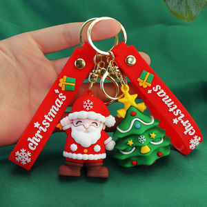 クリスマス<span class=keywords><strong>PVC</strong></span>ソフトラバーキーホルダークリスマスツリー雪だるまサンタクロースペンダントラブリーキーリングバックパックアクセサリー新年の贈り物 - Product Image 6