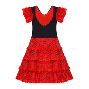 Donne adulte spagnole con maniche arricciato a punti a strati abito da Flamenco latino abiti da ballo TRAD-005 - Product Image 3