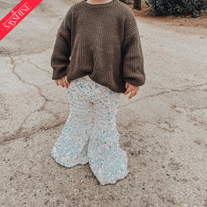Vendita a caldo <span class=keywords><strong>pantaloni</strong></span> a zampa di zecchino per bambini multicolori con <span class=keywords><strong>paillettes</strong></span> per <span class=keywords><strong>bambina</strong></span> autunnale <span class=keywords><strong>pantaloni</strong></span> scintillanti a zampa - Product Image 5