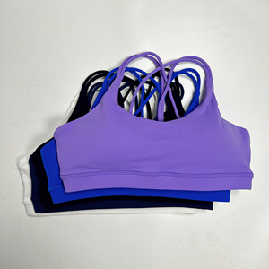 Reggiseno sportivo sportivo da donna in tinta unita Cross Back morbido atletico ad alta resistenza - Product Image 2