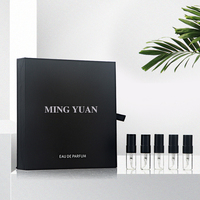 Mini échantillon de parfum en verre de luxe Bouteilles de pulvérisation vides rondes de 2ml avec emballage de boîte en papier noir