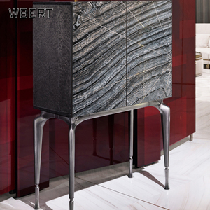 Gabinete de vino de lujo de gama alta italiano WBERT almacenamiento de madera moderno para cubo de ágata de mármol Vertical para el hogar Bar sala de estar - Product Image 3