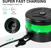 Luz Estroboscópica Verde con Batería, Base Magnética, Portátil, Recargable por USB-C, 12V/24V DC, 7 Modos de Destello, Luz de Advertencia