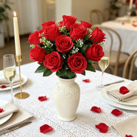 Bouquet de roses rouges artificielles au toucher réel, fleurs artificielles pour la décoration de table, décoration de mariage et arrangements floraux pour la maison, cadeau pour la Saint-Valentin