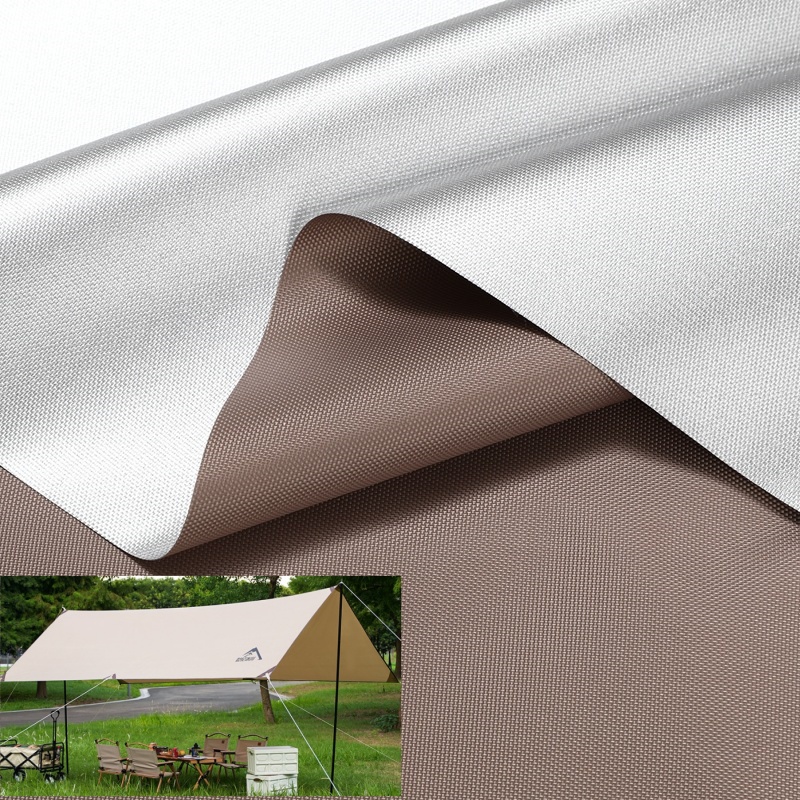 ECO Friendly Recyclable Polyester Oxford Canvas Fabric with PU Sliver Coated for Tent Bags Suitcases Trunk Pet Products