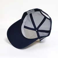 Penjualan langsung dari pabrik pinggiran melengkung topi Trucker memancing laut kasual luar ruangan tambalan kulit belakang jala poliester/katun 5 panel untuk pria