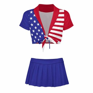 Entrega rápida Low Moq Cheerleading Uniforms Dancewear Crop Top con falda Set Uniformes <span class=keywords><strong>de</strong></span> baile para adultos Imprimir bajo demanda - Product Image 3