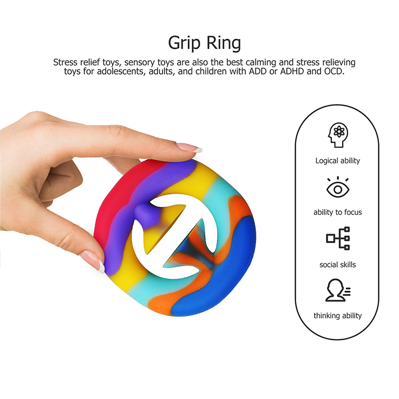 Amazon hot sale cheap rainbow color squeeze silicone fidget toy for adult kid