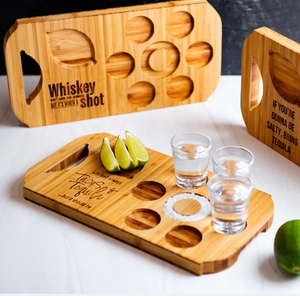 Logotipo personalizado Tequila vuelo tablero de madera bandeja para servir muestra Mini vaso de whisky taza para beber - Product Image 2