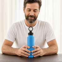 Bouteille d'eau portable en acier inoxydable avec base à ventouse magnétique, récipient réutilisable de 22 oz pour le camping et les sports de plein air