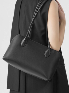 Sac fourre-tout en cuir véritable noir pour femme, sac à main à bandoulière avec fermeture éclair, grande capacité, résistant à l'eau, pour le shopping et les voyages - Product Image 2