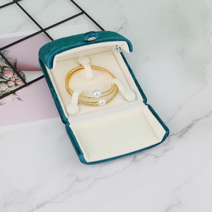 Manufacturer Wholesale Velvet Double Opening Jewelry <b>Box</b>, <b>Ring</b> Pendant Necklace, Pearl Jewelry Velvet Packaging <b>Box</b> - Product Image 2