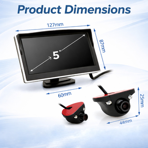 Système de caméra de voiture AHD 720P 5 pouces, étanche IP68, vision nocturne Starlight, détection d'angle mort, enregistrement DVR - Product Image 2
