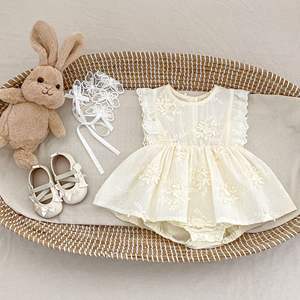 Renren Nuevo Mono de Verano para Bebé Niña, de Algodón con Bordado de Encaje y Mangas con Volantes, Estilo Princesa, Lindo Body para Bebés de Un Mes a Un Año - Product Image 4