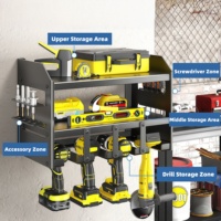 Support mural moderne pliable en métal robuste, organisateur multifonctionnel pour outils électriques de garage, perceuse, tournevis et rangement d'articles divers