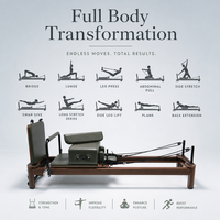 Machine de Pilates Moderne Minimaliste Portable, Réglable, Durable, avec Cadre Stable et Finition Bois, en Alliage d'Aluminium