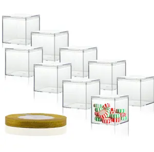 5.5x5.5x5.5cm שקוף אקריליק חטיפי חתונה חג המולד סוכריות מתנות לטובת מיכל ממתקי תיבה