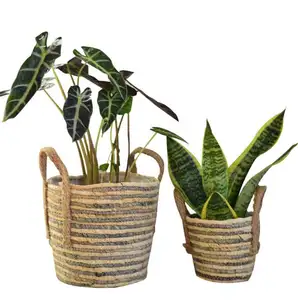 New style grass plaits flower basket green plant natural grass plaits flower pot to cover receive basket