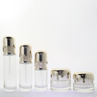 Ensemble de flacons cosmétiques de luxe en verre avec couvercle doré effet fusion, emballage haut de gamme pour soins de la peau, pots et contenants vides rechargeables pour crème visage