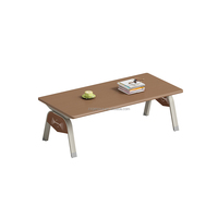 Petite Table Basse Rétro Moderne de Luxe en Métal Design Rectangle Simple avec Centre Mobile pour Salon Côté Lit ou Chambre