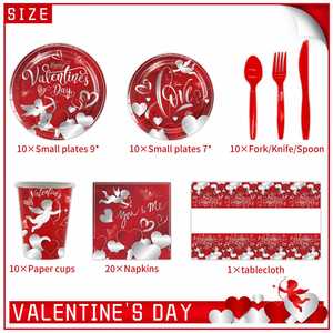 Productos para el Día de San Valentín, Vajilla Desechable para Fiestas, Juego de Platos Desechables para Bodas, Cenas, Picnics, Platos de Papel Portátiles - Product Image 2
