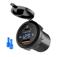 Prise USB C 12V double avec PD3.0 20W USB-C et port USB QC3.0 18W avec interrupteur d'alimentation et câble de 59 pouces