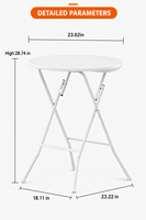 Table ronde pliable en plastique LuckyOCT 60*74cm, panneau en PE blanc, structure métallique robuste, table à manger pliable pour événements en plein air