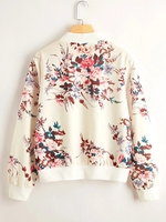 King Young Casual Printemps/Automne Imprimé Floral Col Baseball Manches Longues Zip-up Bomber Jacket Womens