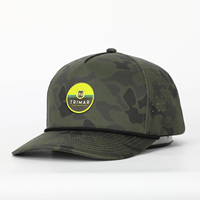 Casquettes perforées à 5 panneaux découpées au laser de haute qualité avec logo personnalisé, casquette de golf performante, casquette de baseball de golf verte pour hommes