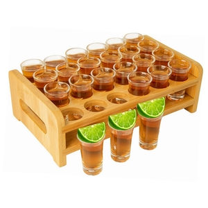 Ensemble de verres <span class=keywords><strong>à</strong></span> liqueur Porte-plateau en verre <span class=keywords><strong>à</strong></span> liqueur avec 12 trous Organisateur de support de service pour Tequila Whisky Brandy Vodka - Product Image 5