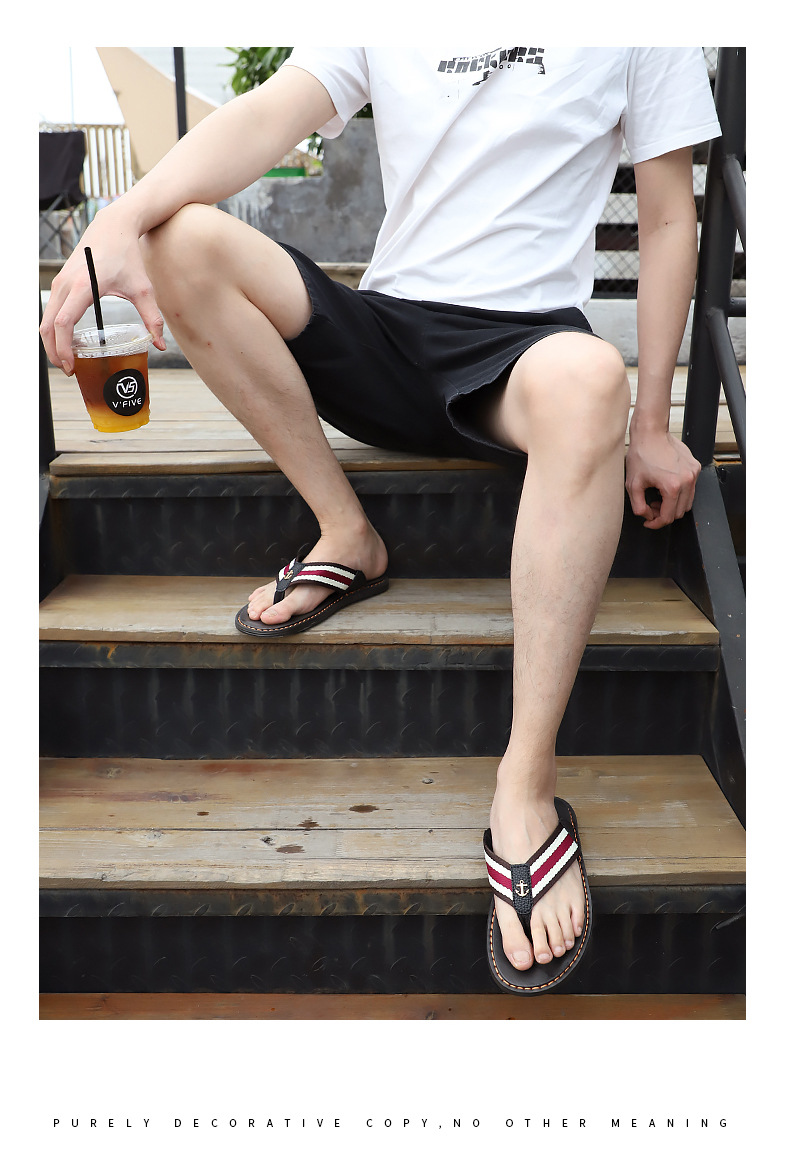Summer Men Flip Flops Casual Beach Sandals Non-slip Flat Shoes Outdoor Slippers