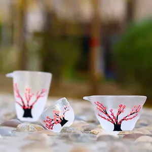 Conjunto de árvore de ameixa japonesa, padrão resistente ao calor, conjunto de chá de vidro fosco