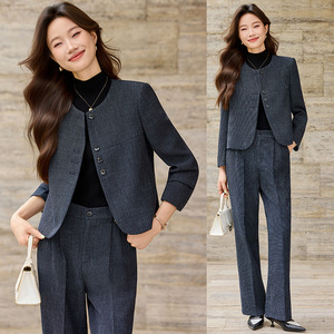 Women's Short Suit <b>Set</b> 2025 New Style Solid Color Polyester <b>Blazer</b> Anti-Wrinkle Casual Suit - Product Image 1
