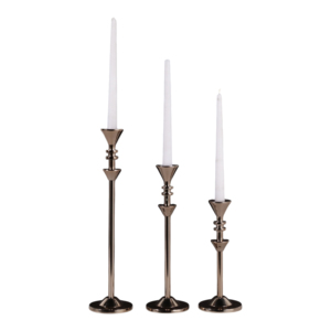 Set di tre portacandele in metallo, moderni e alti, per centrotavola e decorazioni per la casa - Product Image 2
