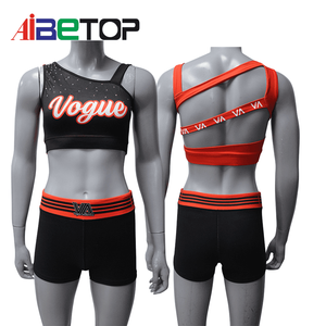 Edgy Asymmetrical One-Shoulder Bra | Black Orange Crisscross Back Rhinestone Design Polyester Spandex Material Digital Print
