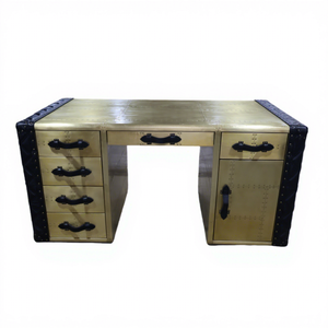 OEM ODM Lujo Calidad Metal Latón Cool Industrial <span class=keywords><strong>Escritorio</strong></span> <span class=keywords><strong>de</strong></span> oficina <span class=keywords><strong>Mesa</strong></span> ejecutiva con almacenamiento Más cajones Muebles <span class=keywords><strong>de</strong></span> aviación - Product Image 6