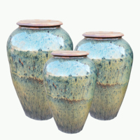 Pot Bunga Keramik Besar Anti Beku Buatan Tangan Desain Eropa Rustic untuk Penggunaan di Lantai & Pusat Perbelanjaan untuk Dekorasi Taman & Rumah