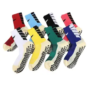 Athletic Cotton Knit Non-Slip Crew Sports Socks Football Custom LOGO Grip Strip Tube Soccer Socks