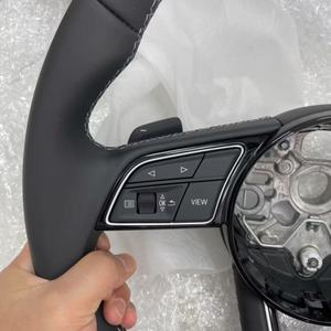 Avec bouton de démarrage <span class=keywords><strong>S</strong></span>-<span class=keywords><strong>Line</strong></span> Half Alcantara Carbon Fiber Paddle LED Volant pour <span class=keywords><strong>Audi</strong></span> TT R8 A4 A5 B8 B9 S4 RS6 A6 C7 RS Q5 Q6 - Product Image 2