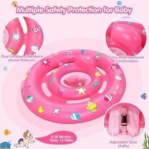 Flotteur gonflable pour bébé en PVC, 31 pouces, rose, avec auvent, siège de sécurité réglable pour enfants - Product Image 2