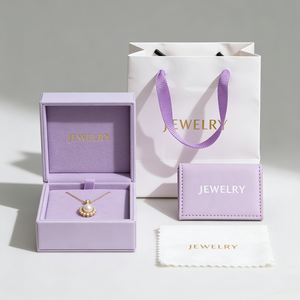 Boîte à bijoux de luxe sur mesure haut de gamme avec emballage en velours rigide, fermeture magnétique et poignée, couvercle et base conçus avec logo pour colliers - Product Image 2