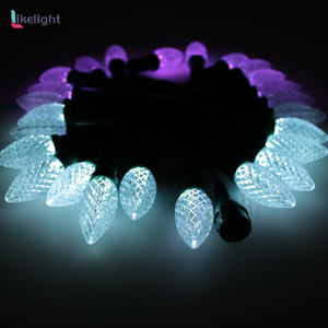 Guirnalda de Luces Navideñas C9 Inteligentes Personalizadas de Fábrica, 2 Metros, 20 Piezas, DC5V, IP67, WS2811, Luces de Exterior RGB - Product Image 6