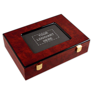 Jetons et jeux Étui à jetons de poker 200 pièces en bois brillant avec fenêtre Sacs d'affaires pour un rangement pratique - Product Image 1