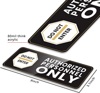 Plaque de signalisation de porte autocollante en acrylique pour personnel autorisé uniquement – Bureau, salle, avis de sécurité personnalisé, taille sur mesure